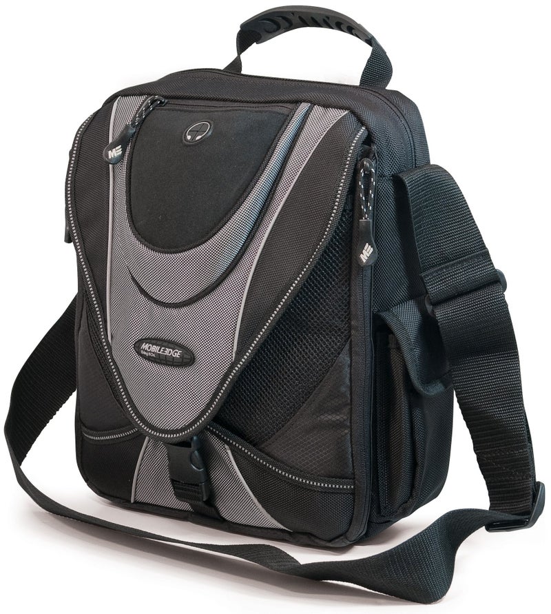Mobile Edge Laptop Mini-Messenger Bag 14" - Chromebook Ultrabook Notebook Tablet iPad (14 Inch; MEMMS2) - Black/Silver - Image 1